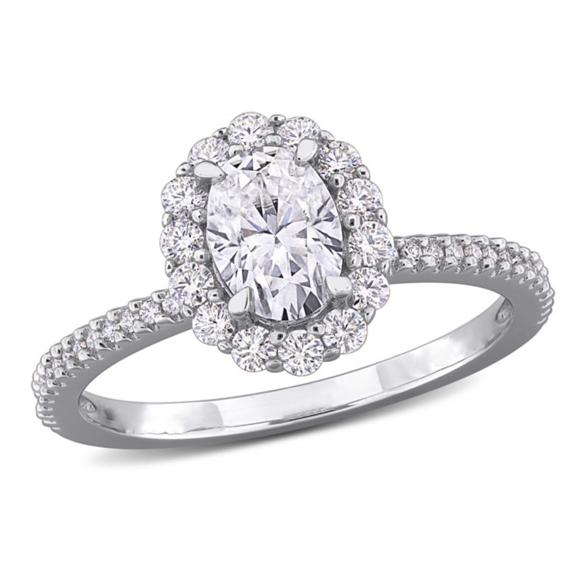 Lab Created Created Moissanite Engagement Ring in Sterling Silver