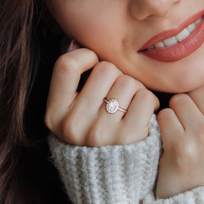 Lab Created Created Moissanite Engagement Ring in Sterling Silver