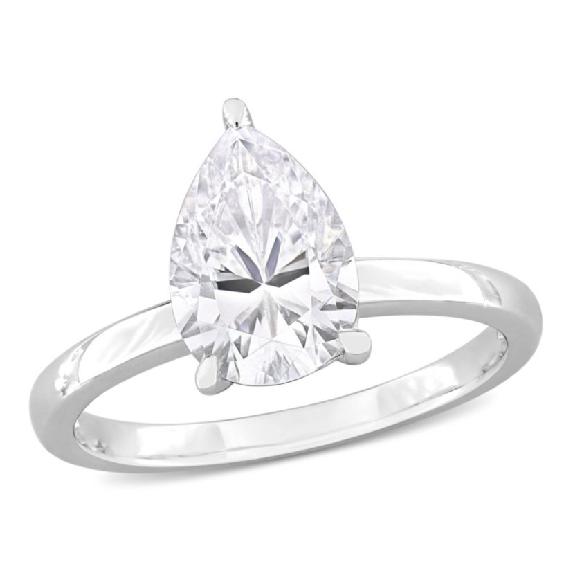 Lab Created Created Moissanite Solitaire Ring in Sterling Silver