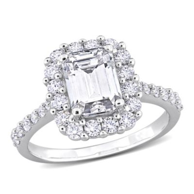 Lab Created Moissanite Engagement Ring Sterling Silver