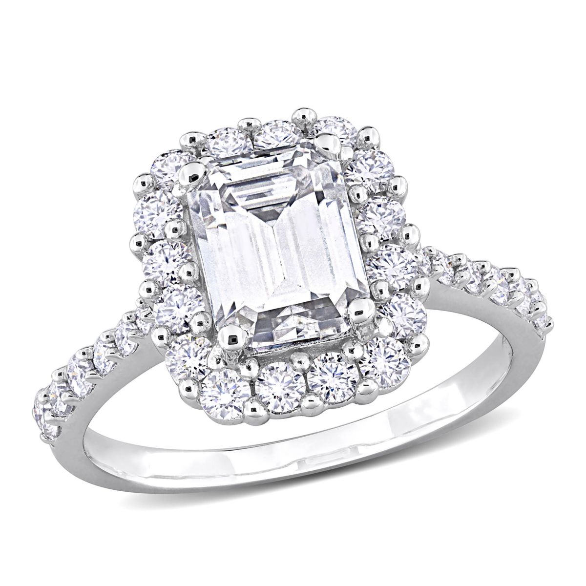 Lab Created Created Moissanite Engagement Ring in Sterling Silver