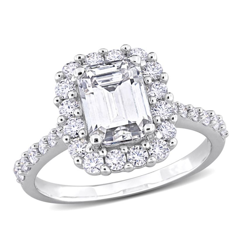 Lab Created Created Moissanite Engagement Ring in Sterling Silver