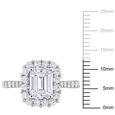 Lab Created Moissanite Engagement Ring Sterling Silver