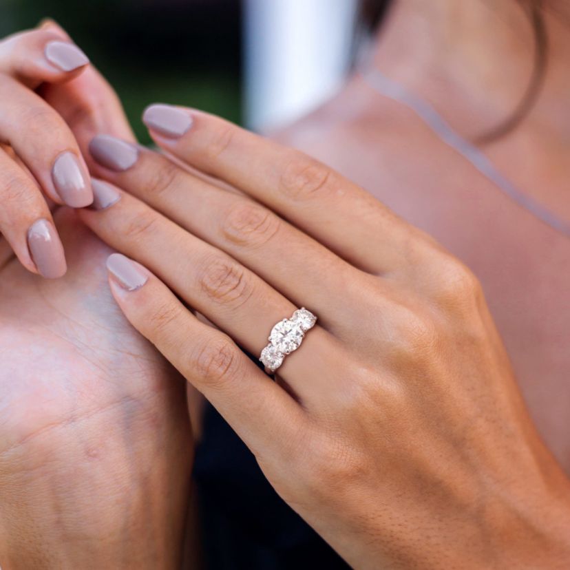 Lab Created Created Moissanite Engagement Ring in Sterling Silver