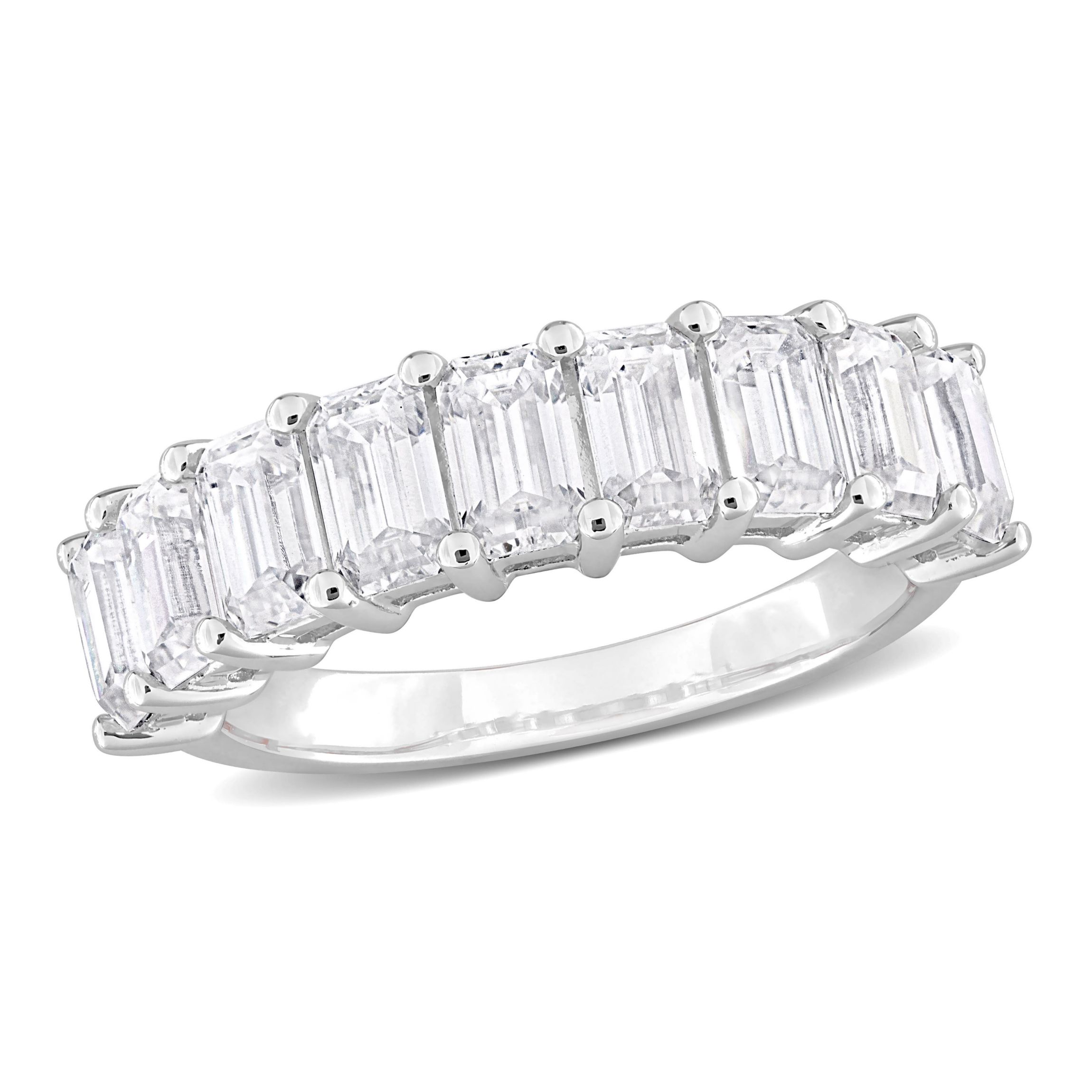 Lab Created Created Moissanite Anniversary Ring in Sterling Silver