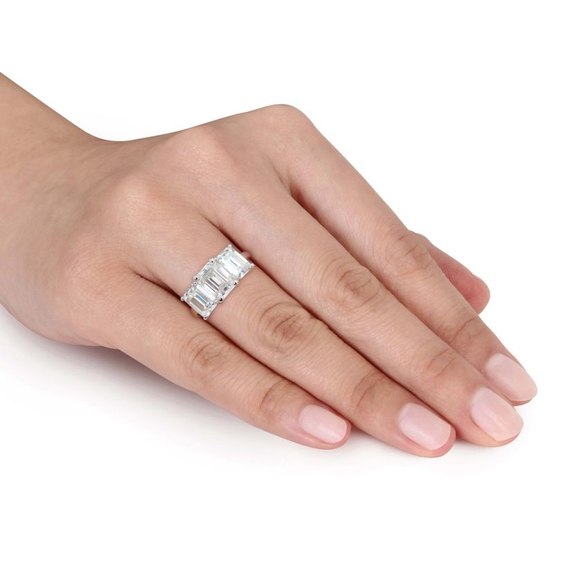 Lab Created Created Moissanite Engagement Ring in Sterling Silver