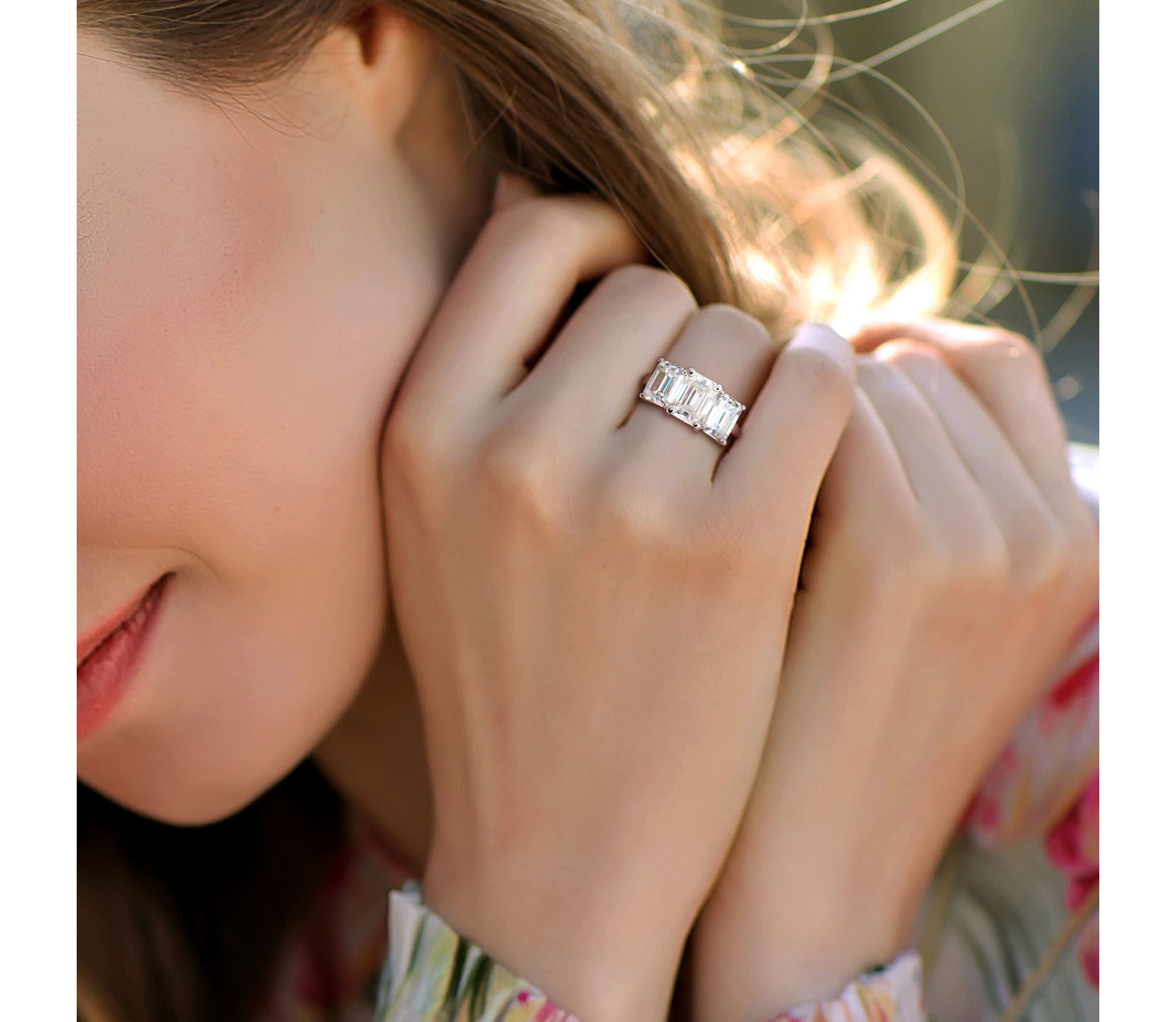 Lab Created Created Moissanite Engagement Ring in Sterling Silver