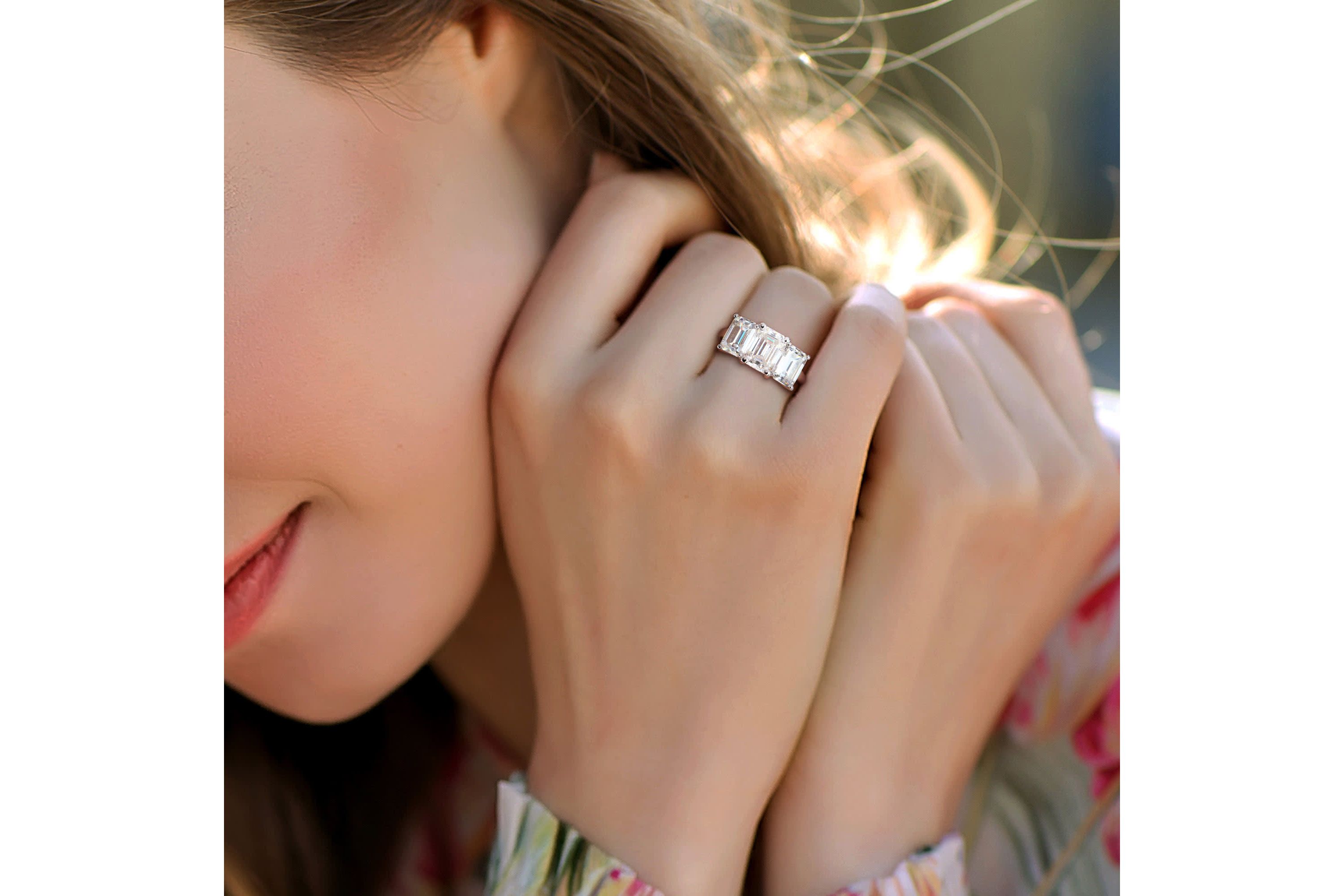 Lab Created Created Moissanite Engagement Ring in Sterling Silver