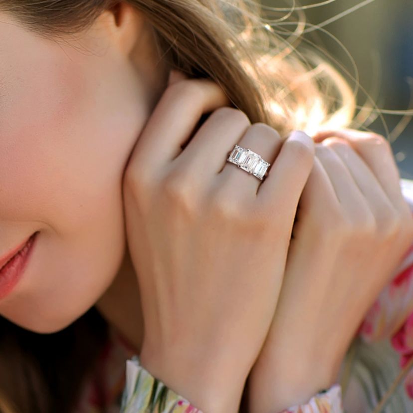 Lab Created Created Moissanite Engagement Ring in Sterling Silver