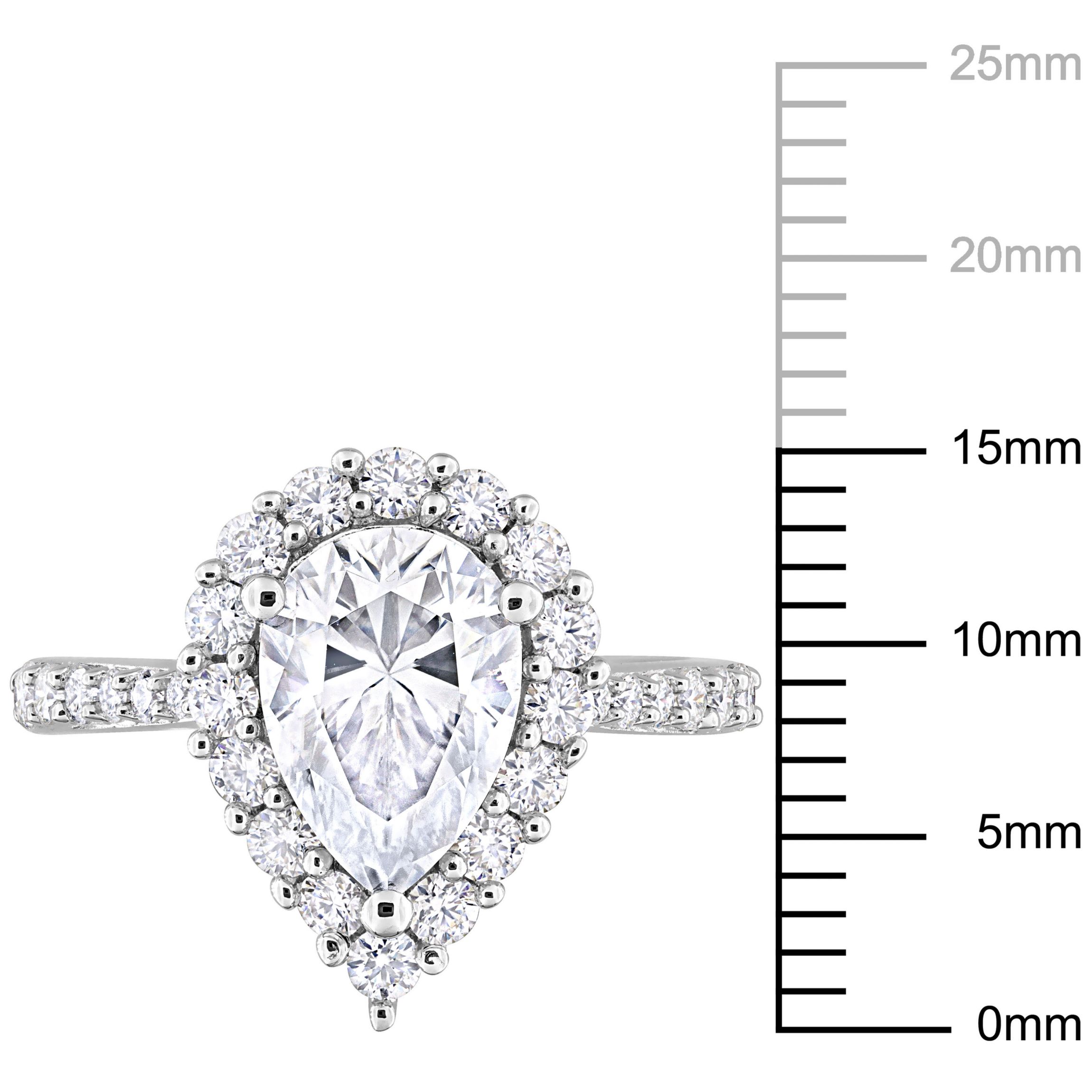 Lab Created Created Moissanite Halo Ring in Sterling Silver