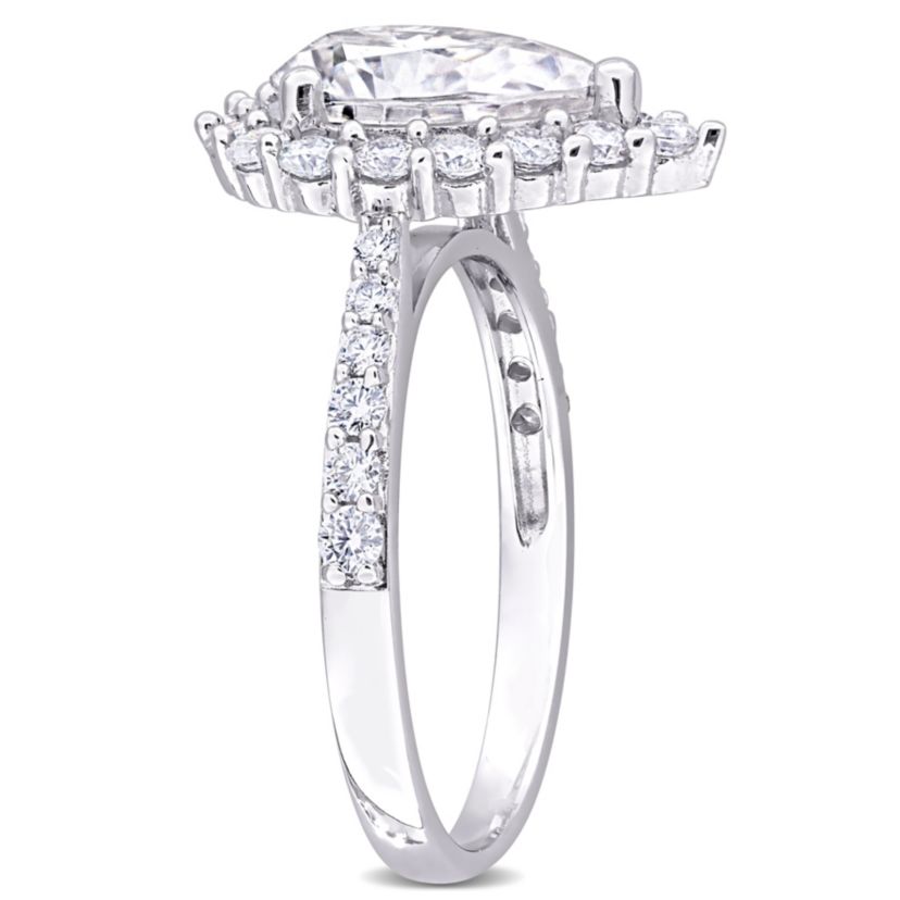 Lab Created Created Moissanite Halo Ring in Sterling Silver