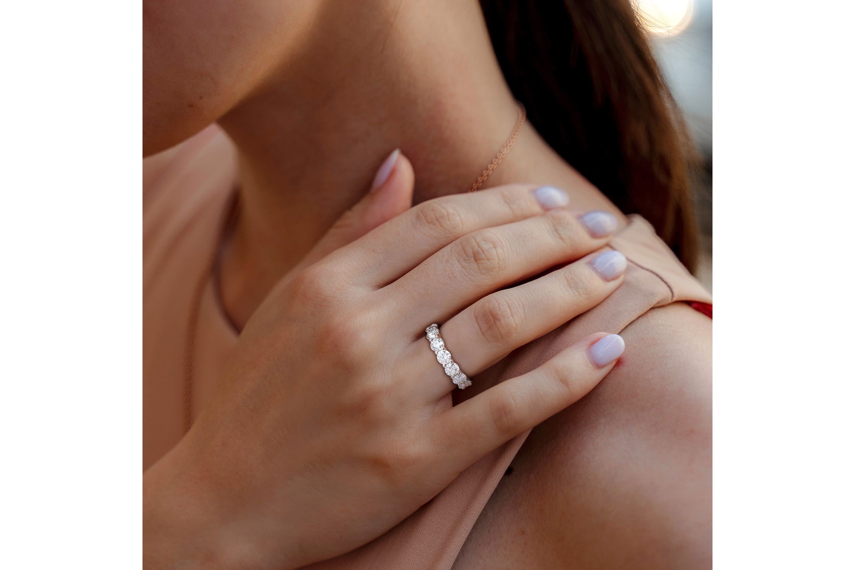 Lab Created Created Moissanite Eternity Ring in Sterling Silver