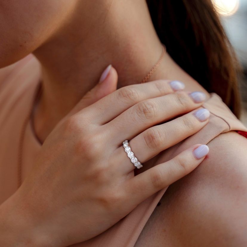 Lab Created Created Moissanite Eternity Ring in Sterling Silver