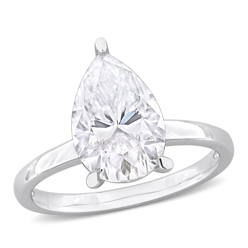 Lab Created Created Moissanite Solitaire Ring in Sterling Silver