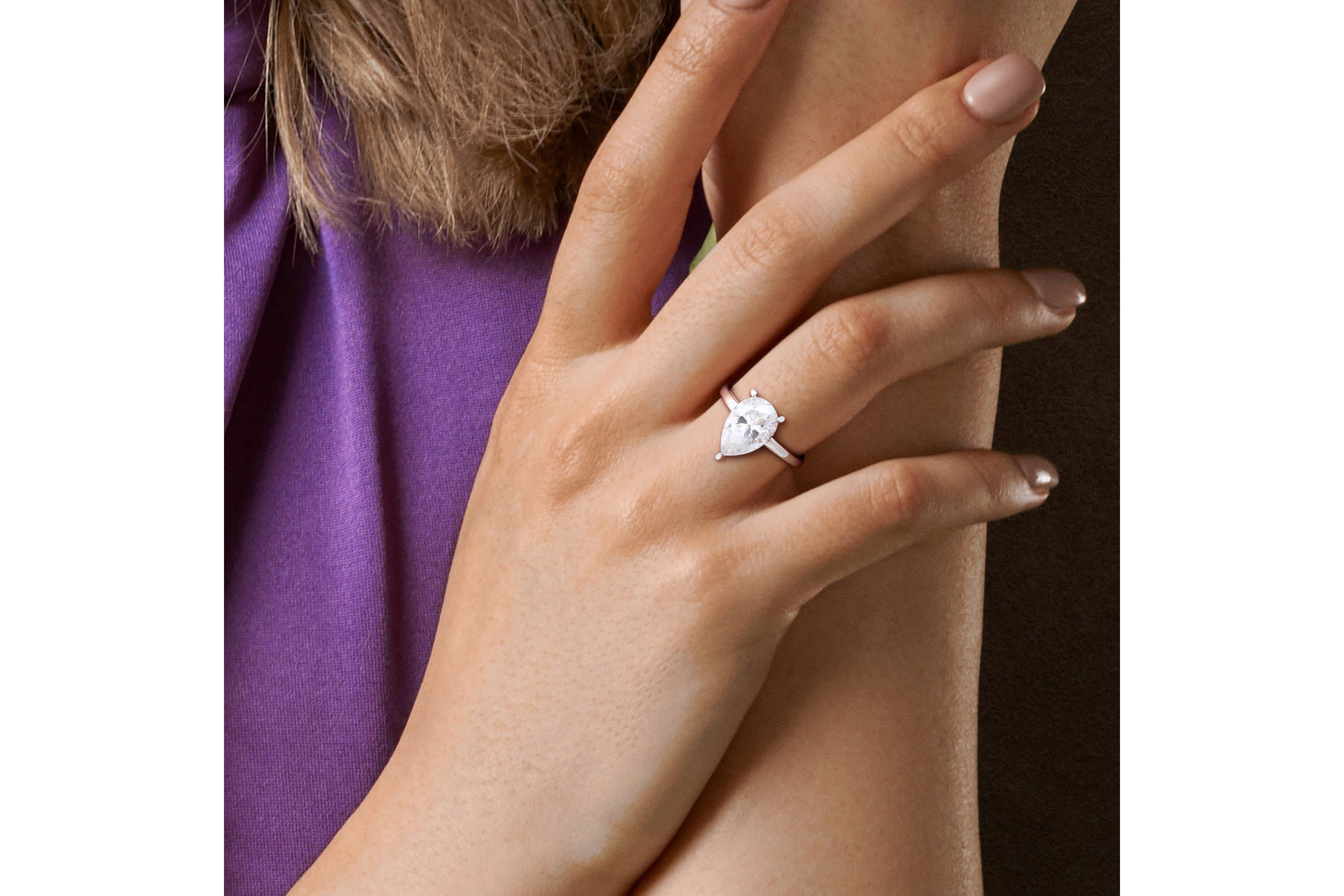 Lab Created Created Moissanite Solitaire Ring in Sterling Silver