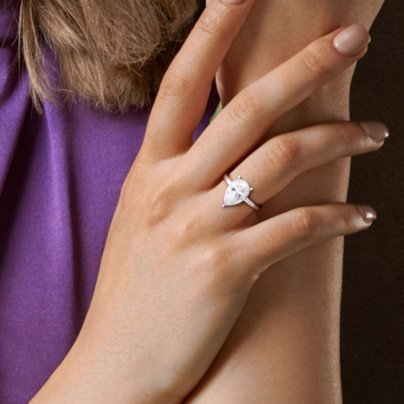 Lab Created Created Moissanite Solitaire Ring in Sterling Silver