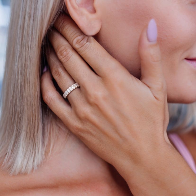 Lab Created Created Moissanite Eternity Ring in Sterling Silver