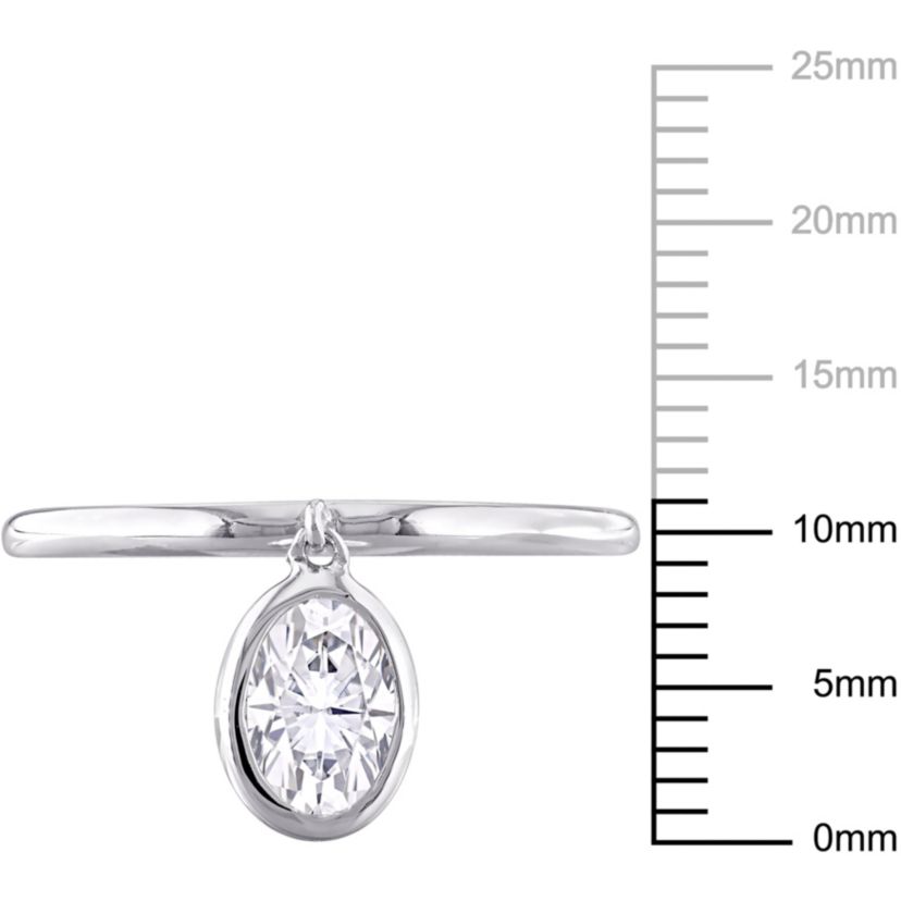 Lab Created Created Moissanite Drop Pendant Ring in Sterling Silver