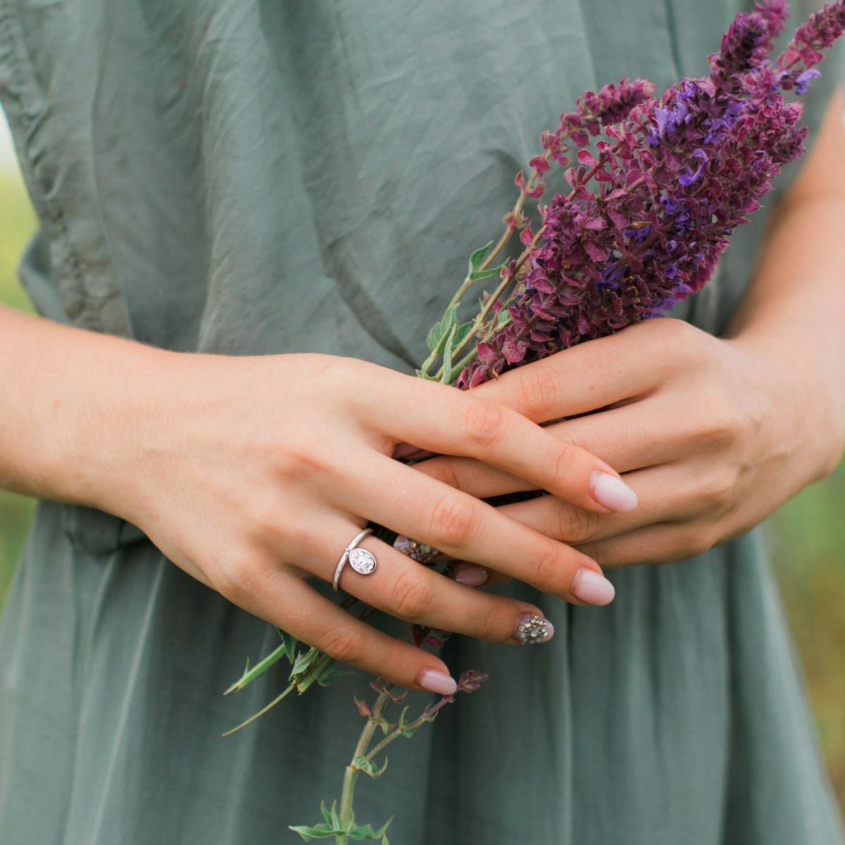 Lab Created Created Moissanite Drop Pendant Ring in Sterling Silver