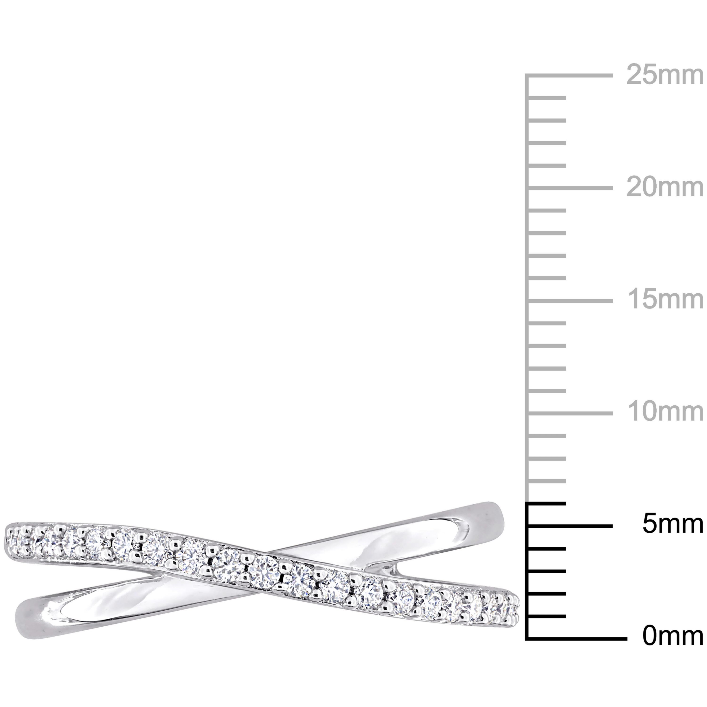 Lab Created Created Moissanite Criss-Cross Ring in Sterling Silver
