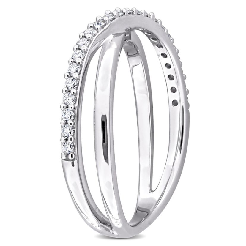 Lab Created Created Moissanite Criss-Cross Ring in Sterling Silver