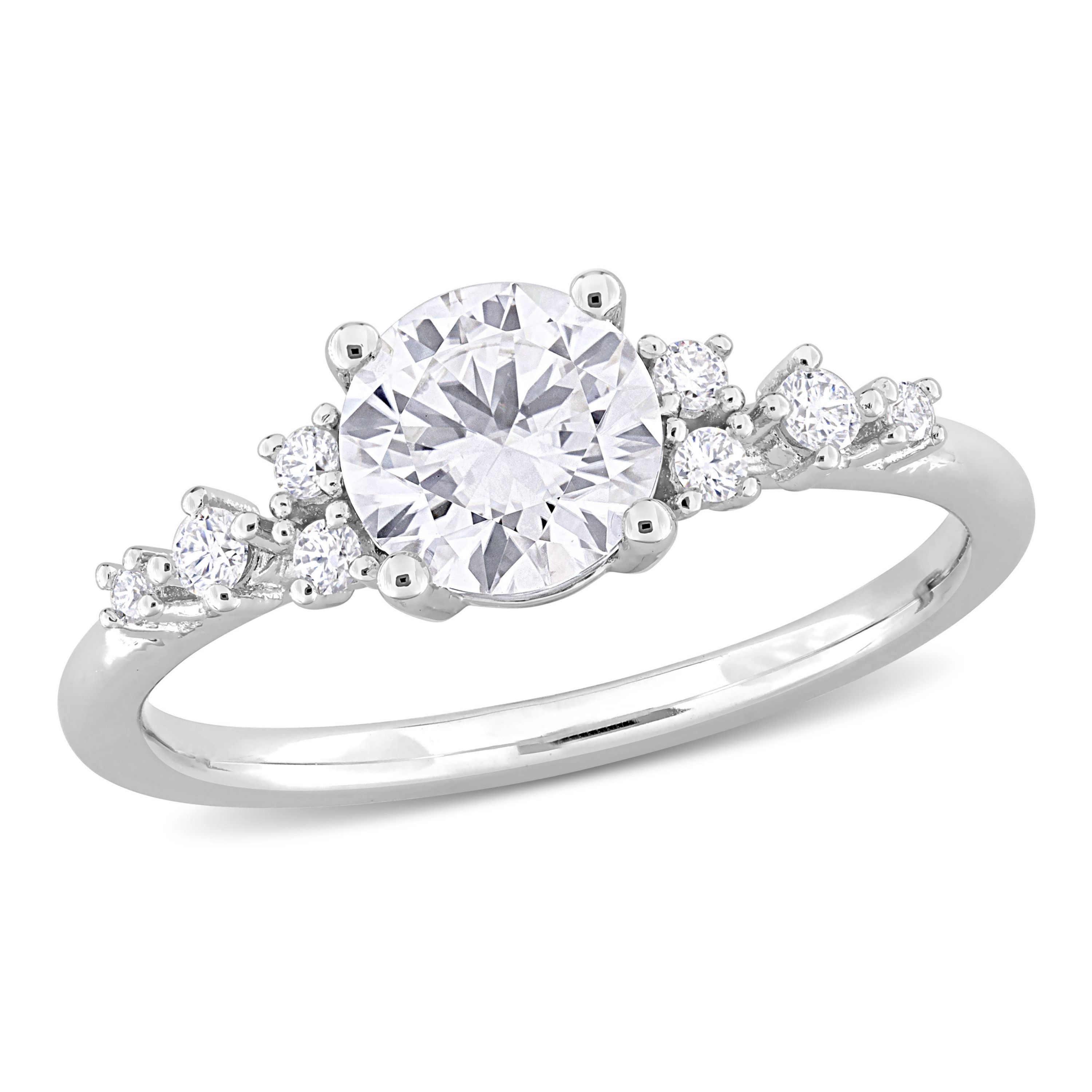 Lab Created Created Moissanite Engagement Ring in Sterling Silver