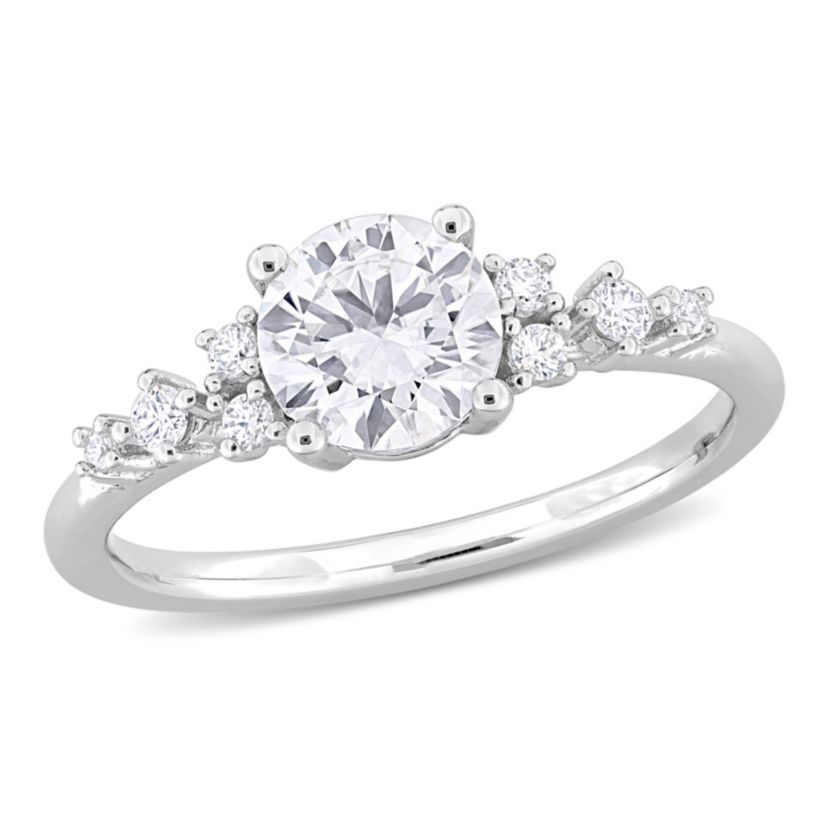 Lab Created Created Moissanite Engagement Ring in Sterling Silver