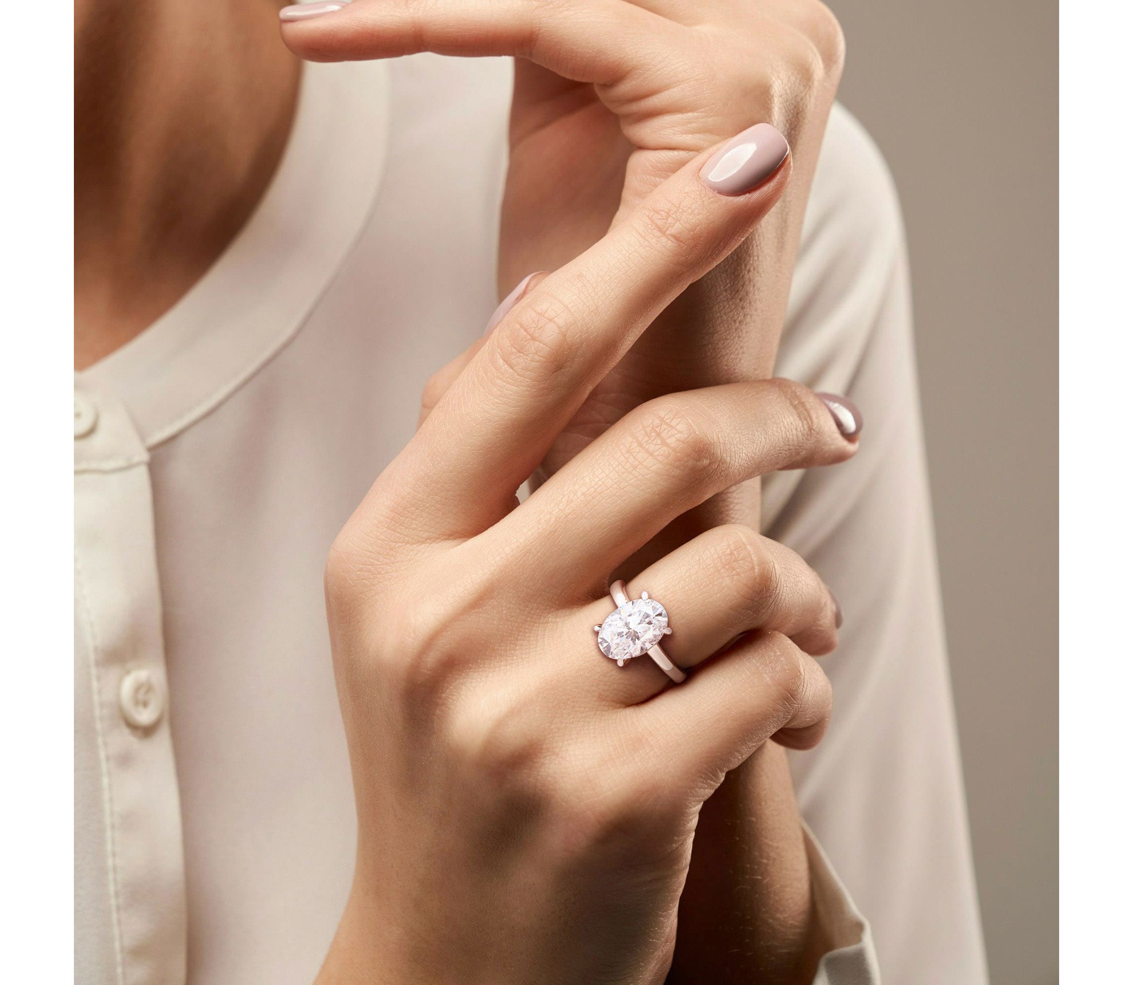 Lab Created Created Moissanite Engagement Ring in Sterling Silver