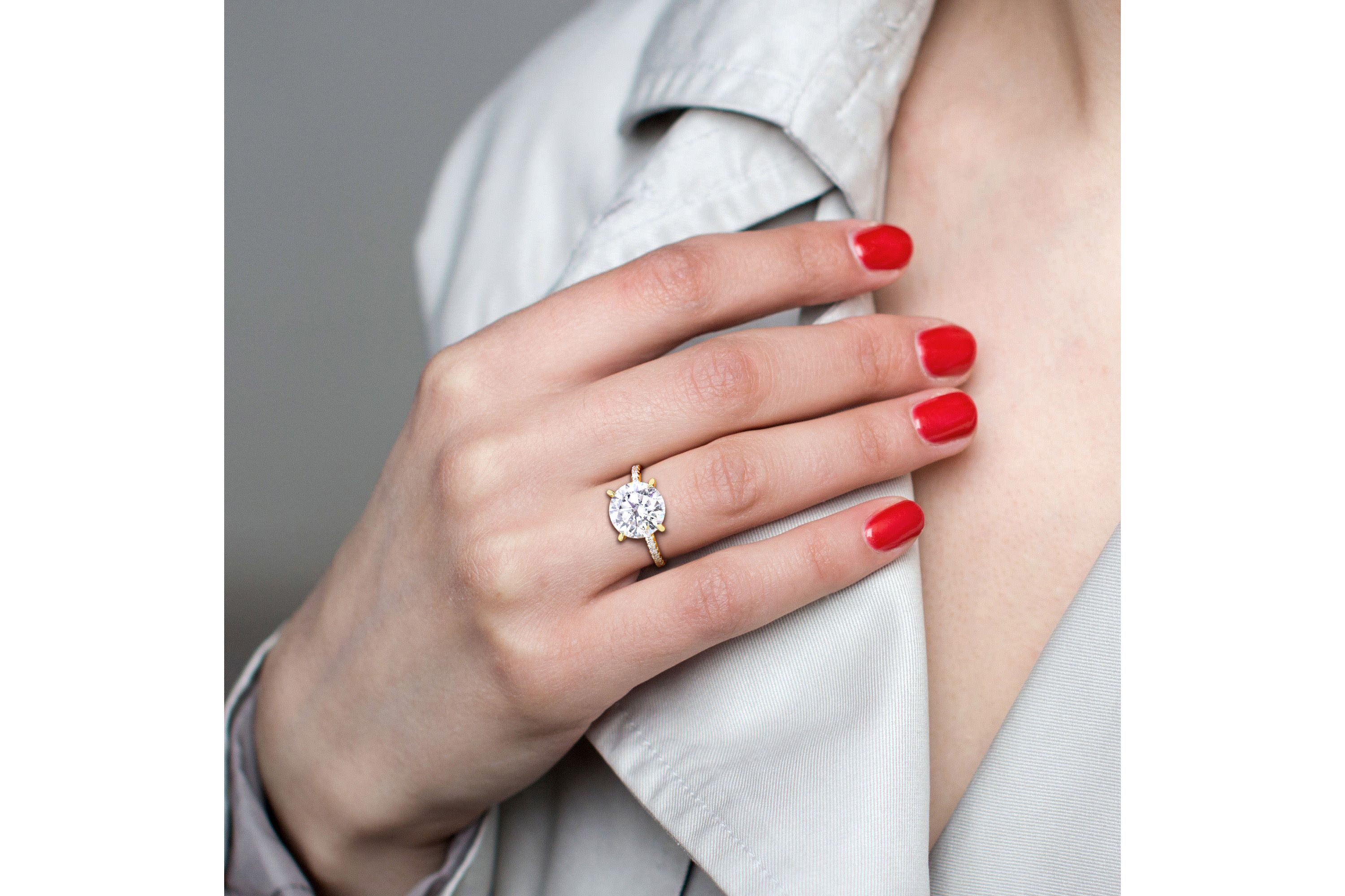 Lab Created Created Moissanite Engagement Ring in 10K Yellow Gold