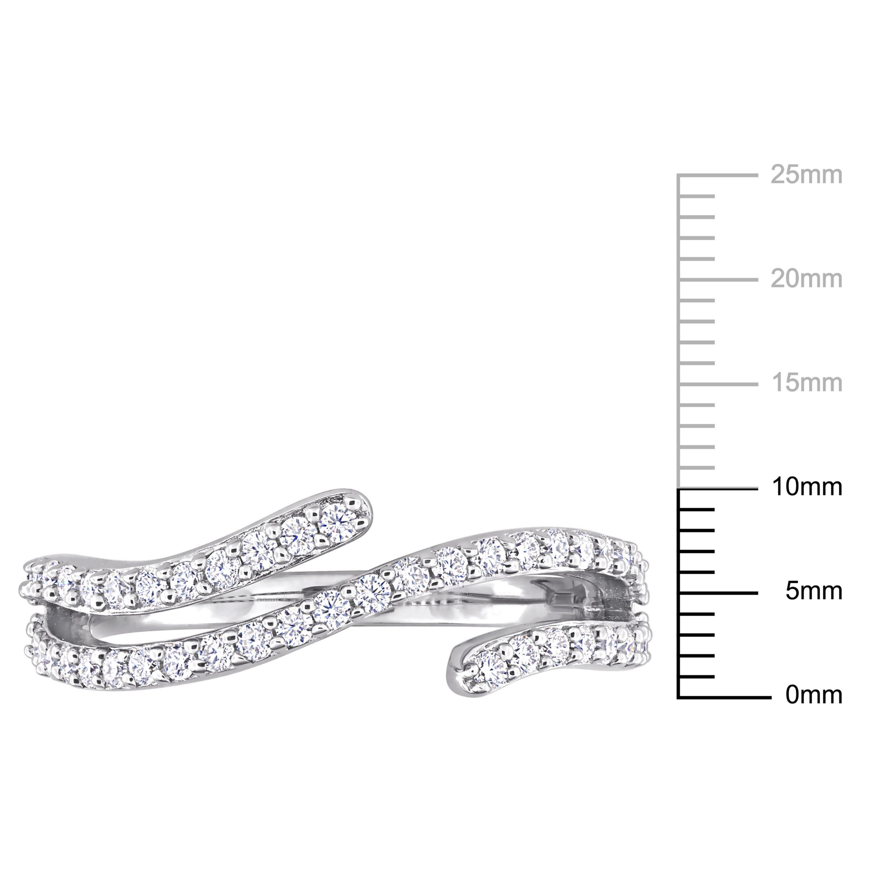 Lab Created Created Moissanite Criss-Cross Ring in Sterling Silver
