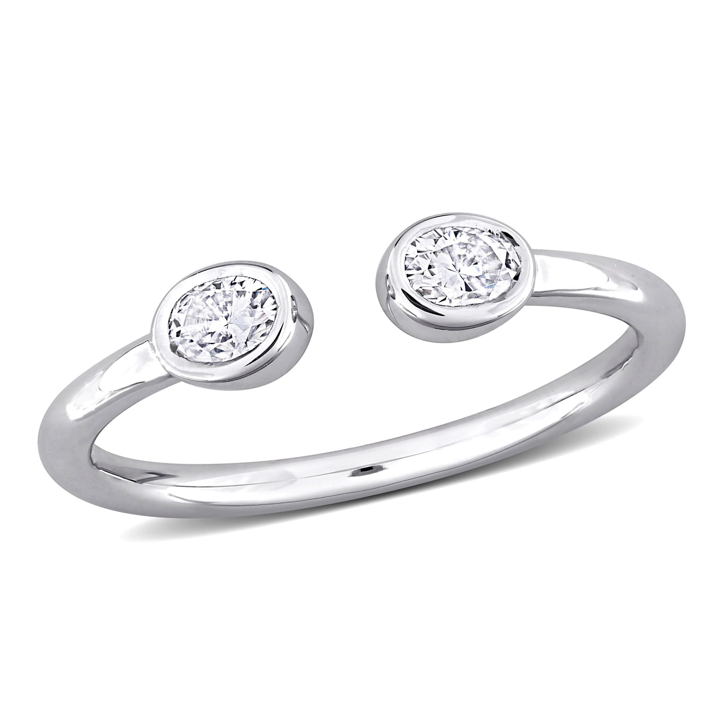 Lab Created Created Moissanite Open Ring in Sterling Silver
