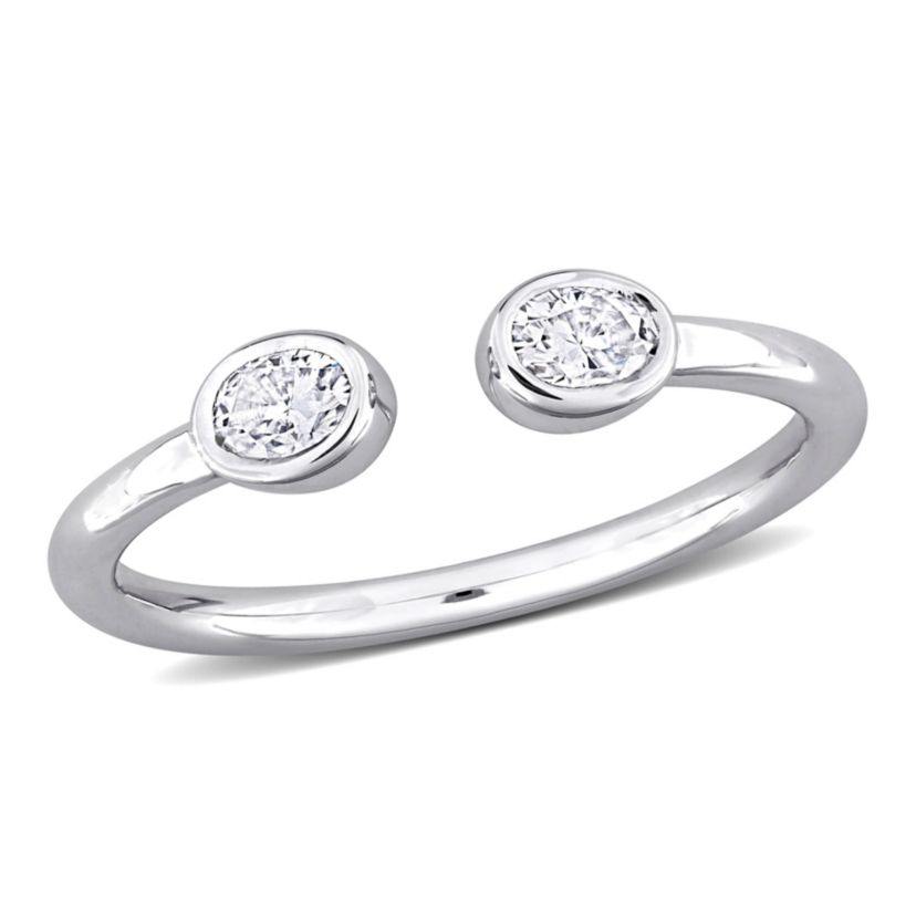 Lab Created Created Moissanite Open Ring in Sterling Silver
