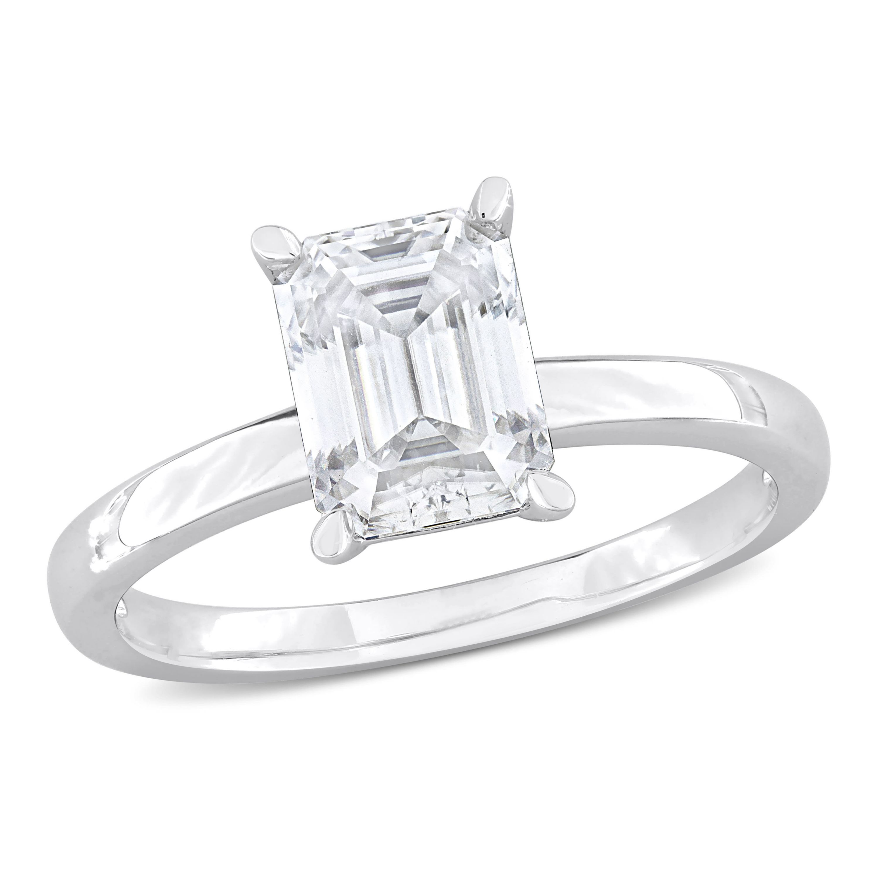 Lab Created Created Moissanite Solitaire Ring in Sterling Silver