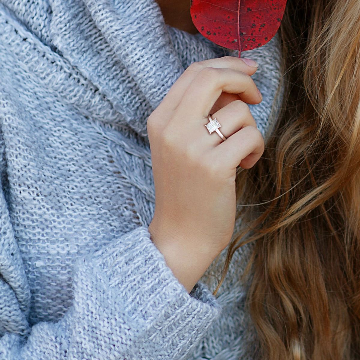 Lab Created Created Moissanite Solitaire Ring in Sterling Silver