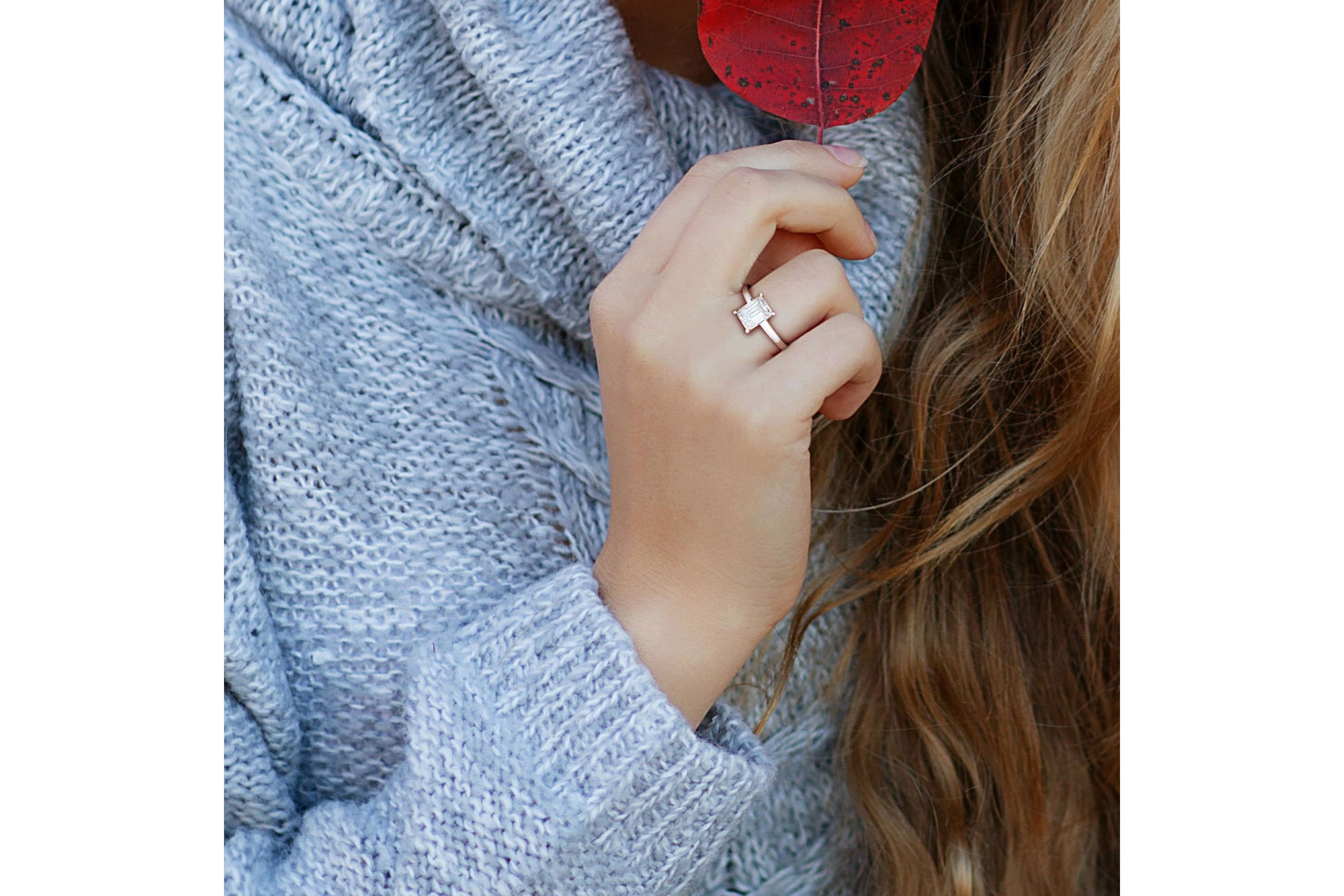 Lab Created Created Moissanite Solitaire Ring in Sterling Silver