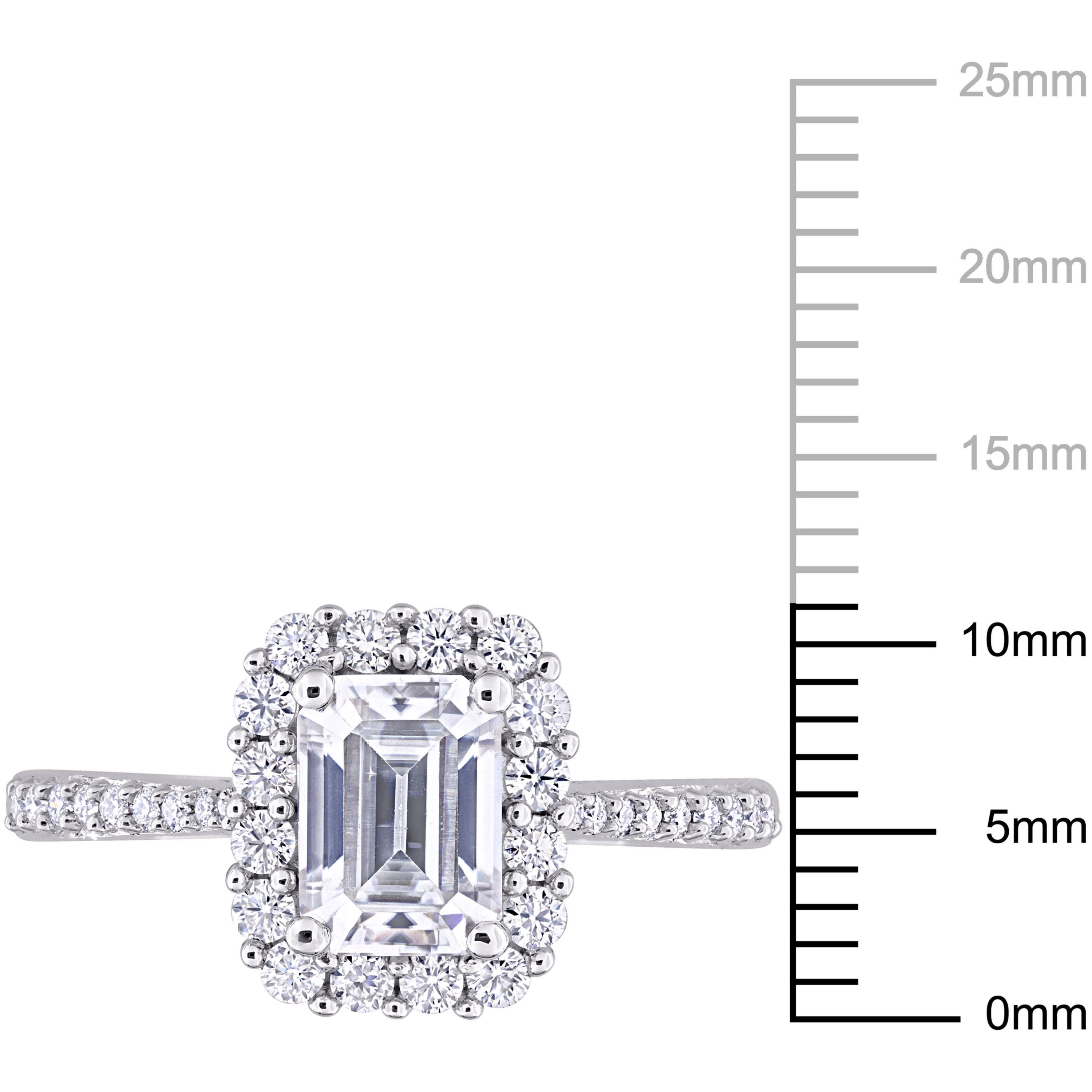 Lab Created Created Moissanite Halo Ring in Sterling Silver