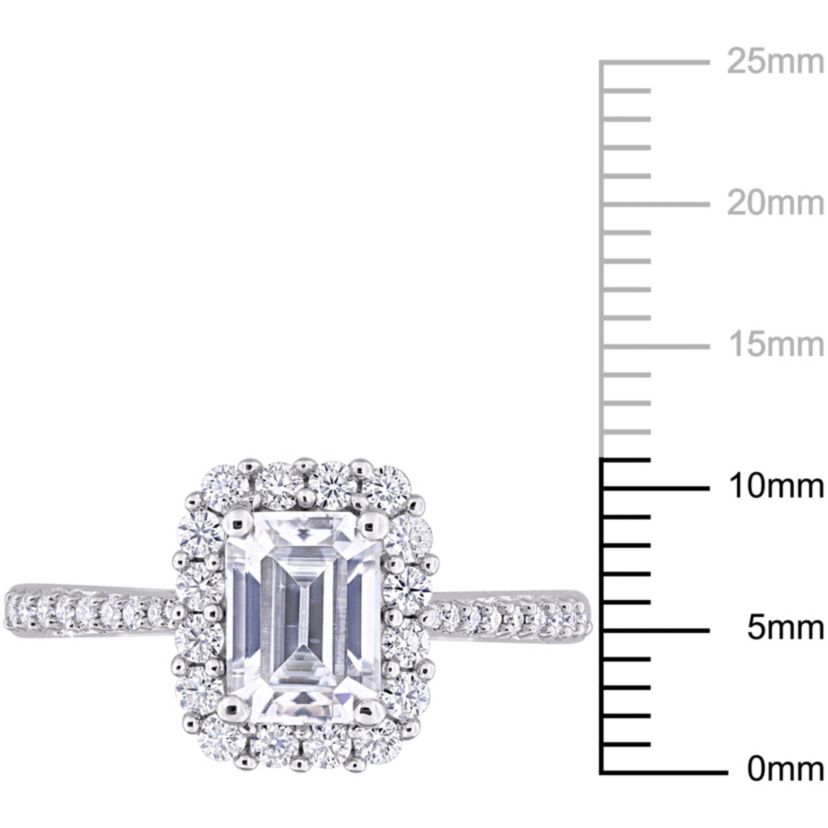 Lab Created Created Moissanite Halo Ring in Sterling Silver