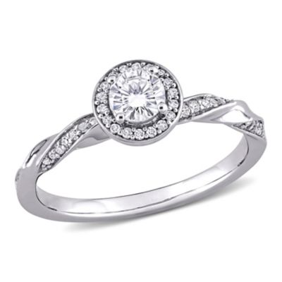 1/2 ct. t.w. Diamond Twist Halo Ring 10K White Gold