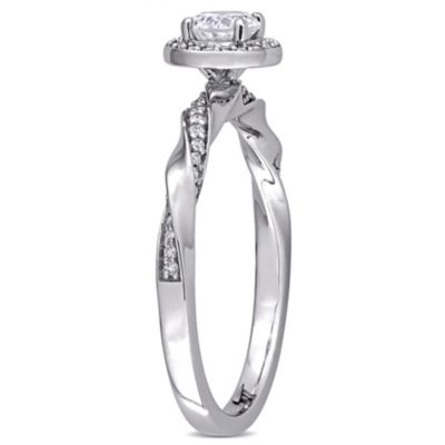 1/2 ct. t.w. Diamond Twist Halo Ring 10K White Gold