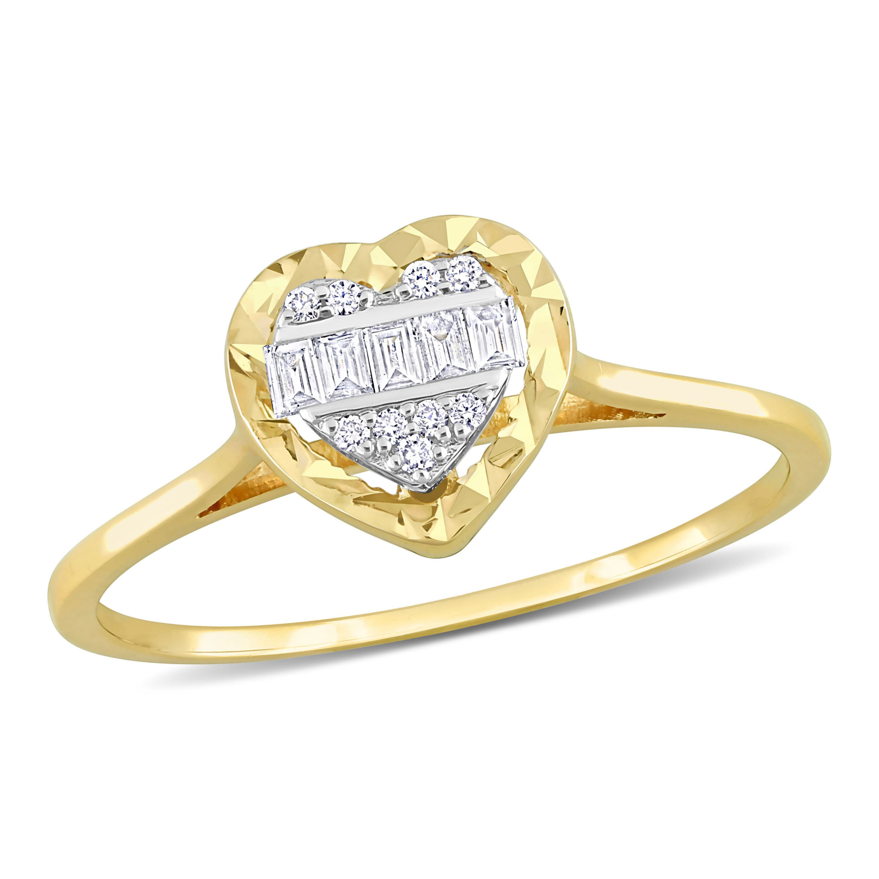 Belk & Co. 1/10 ct. t.w. Diamond Heart Cluster Ring in 14K Two-Tone ...