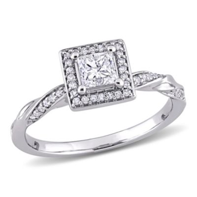 Belk & Co 3/5 ct. t.w. Diamond Square Halo Ring in 10K White Gold, 7 -  0620400299868