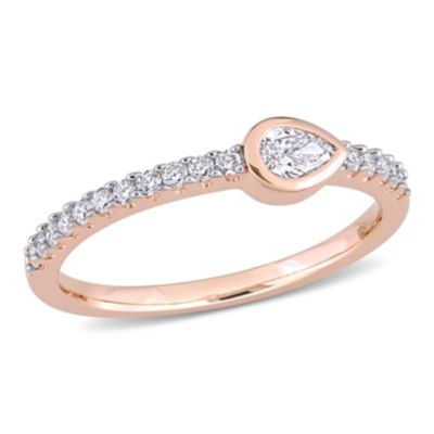 Belk & Co 1/3 ct. t.w. Diamond Semi-Eternity Ring in 14K Rose Gold, Pink, 10