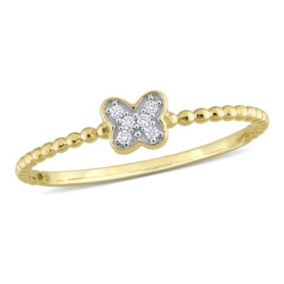 Belk & Co Diamond Accent Butterfly Ring in 14K Yellow Gold