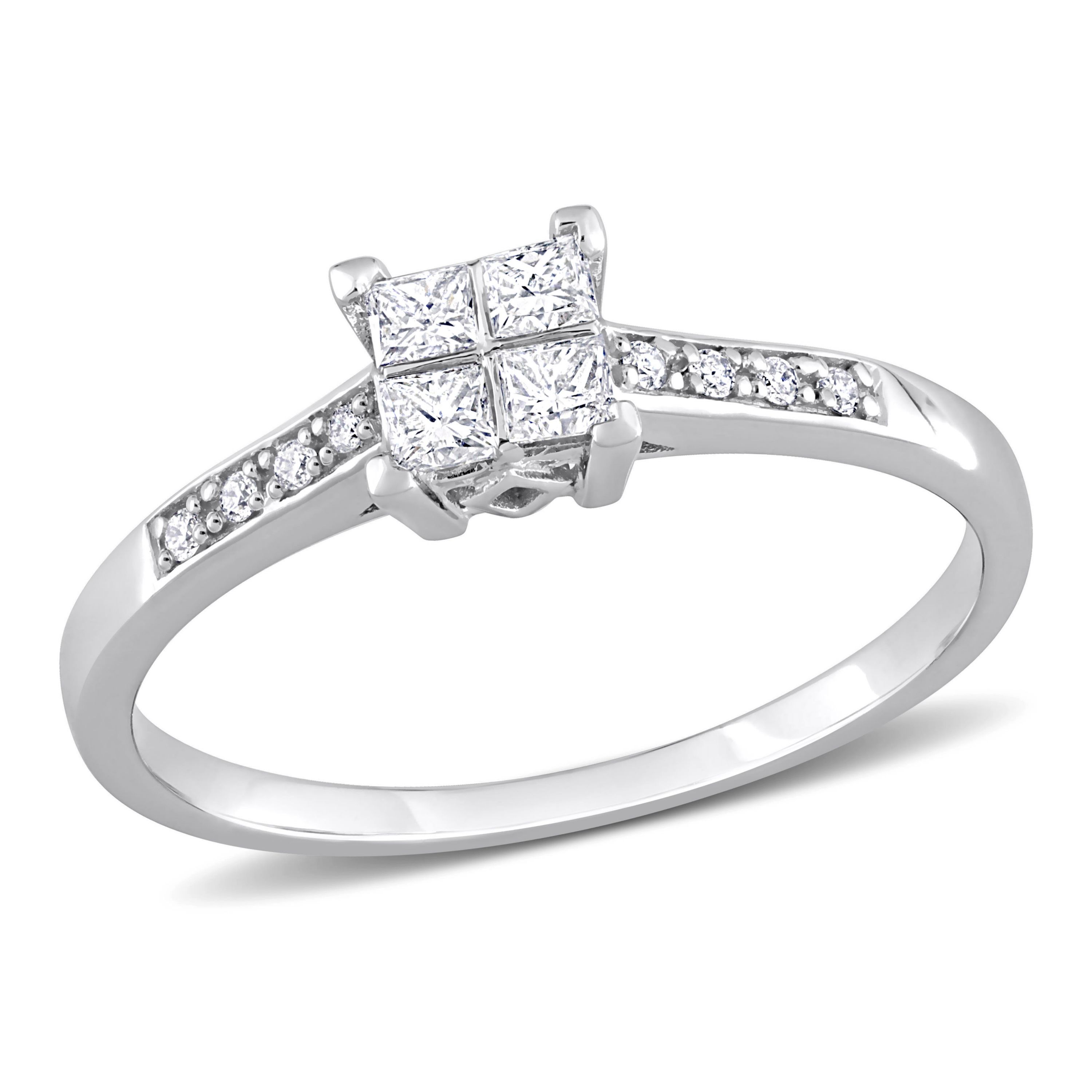 Belk & Co. 1/4 ct. t.w. Diamond Quad Engagement Ring in 14K White Gold ...