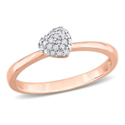 Belk & Co Diamond Accent Cluster Heart Ring in 14K Rose Gold, Pink, 6
