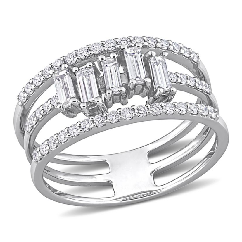 5/8 ct. t.w. Diamond 3-Row Wedding Band in 14K White Gold