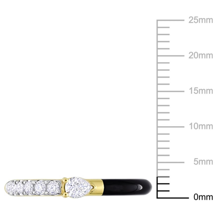 1/4 ct. t.w. Diamond with Black Enamel Ring in 14K Yellow Gold
