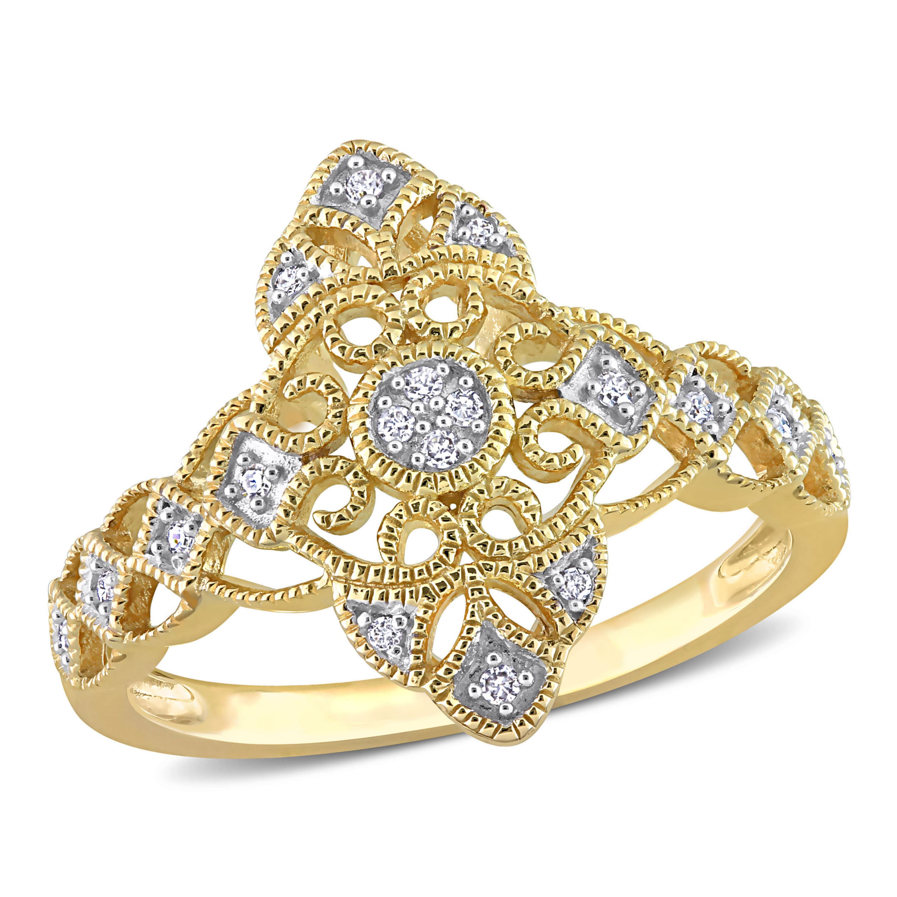 Belk & Co. 1/10 ct. t.w. Diamond Lace Ring in 10K Yellow Gold | Belk