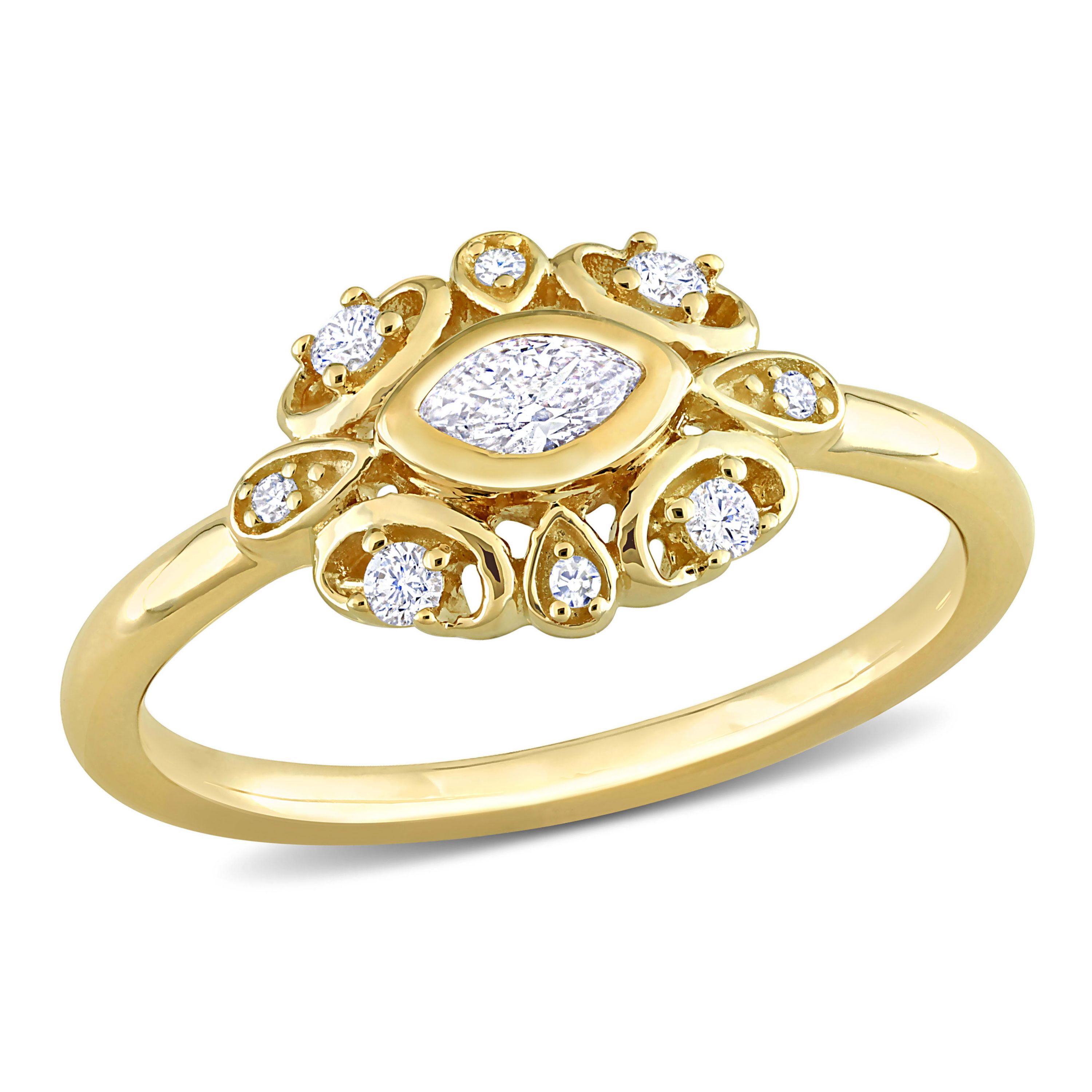 1/4 ct. t.w. Diamond Cluster Ring in 14K Yellow Gold