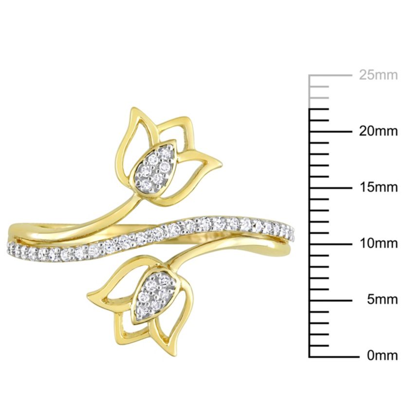 1/6 ct. t.w. Diamond Bypass Lotus Ring in 10K Yellow Gold